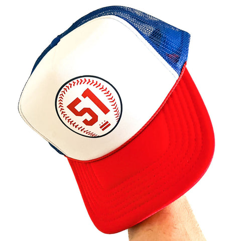 City-State Batters Cap (White,Red, Blue Mesh)
