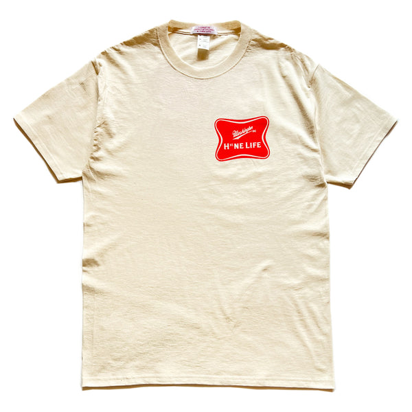 H ST NE Life Badge Tee (Creme/Red)
